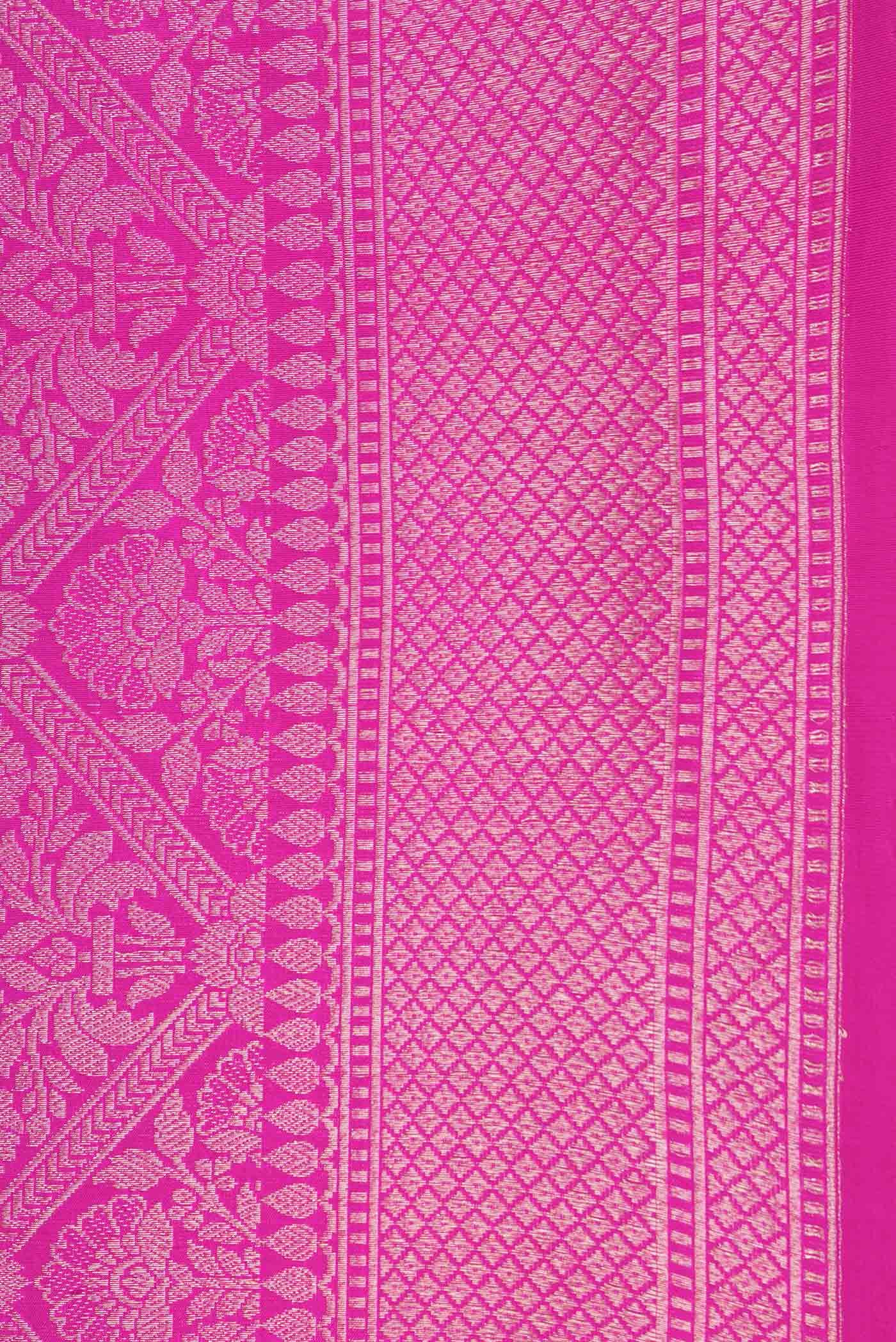 Border image of Dark Pink Dual Tone Banarasi Silk Saree with Zari Brocade on the body and Zari Border. 