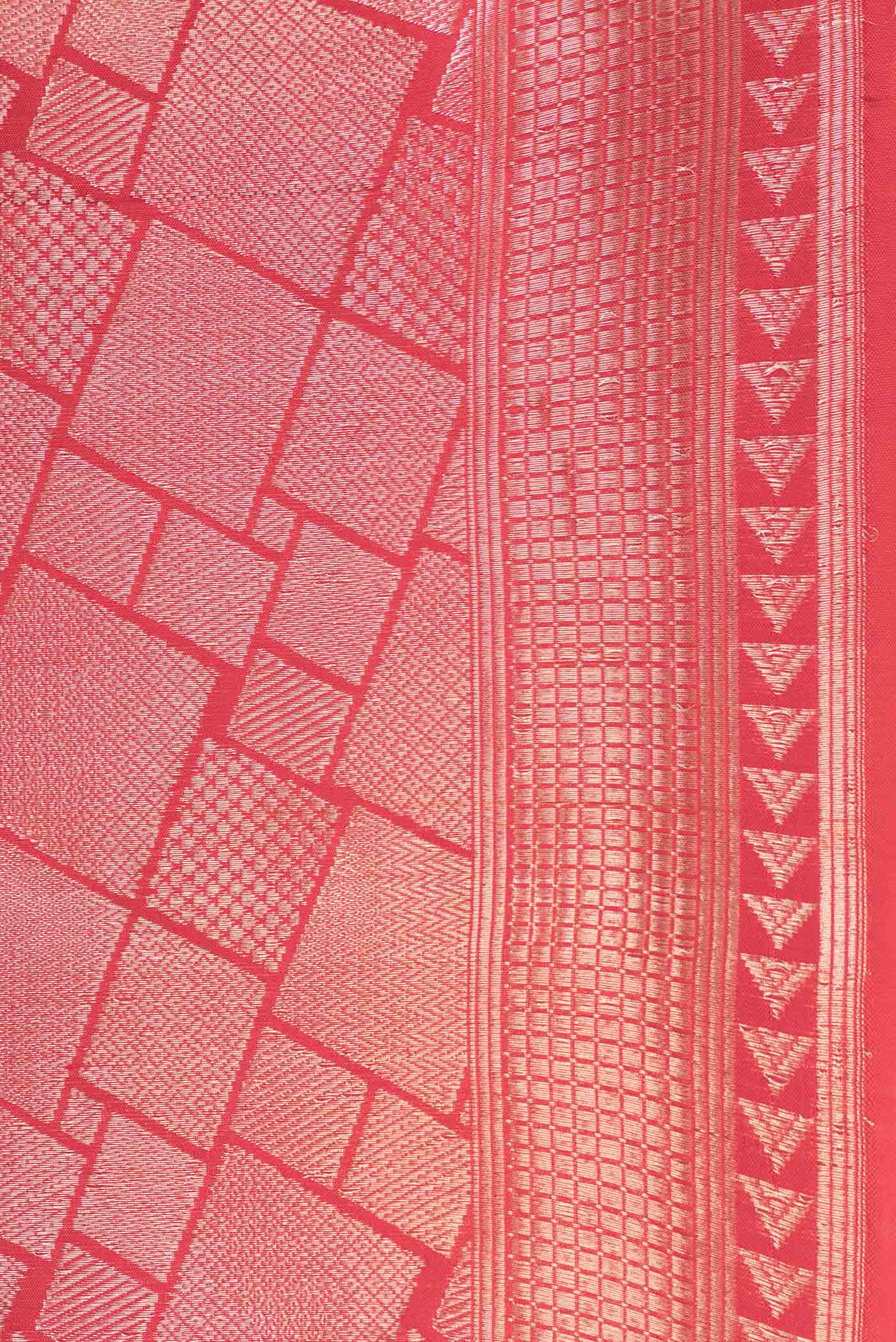 Border image of Red Dual Tone Banarasi Silk Saree with Zari Brocade on the body and Zari Border. 