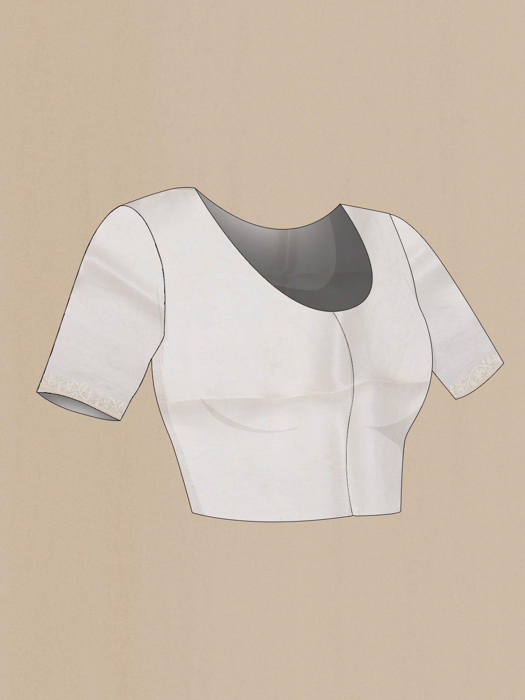 Close up image of the blouse of Light Blue Dual Tone Organza Silk Saree with Embroidery on the body and Embroidery Border. 