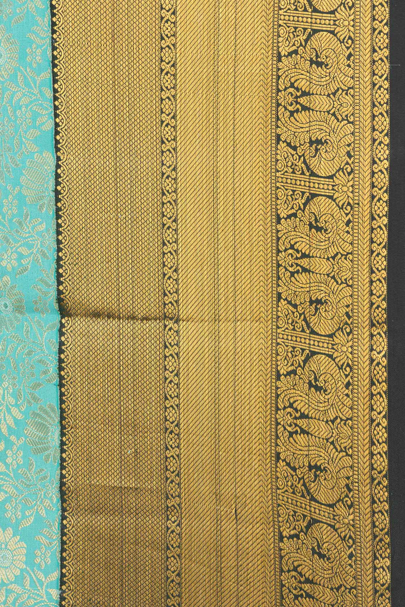 Border image of Sea Green Dual Tone Kanchipuram Silk Saree with Zari Brocade on the body and Zari Border. 