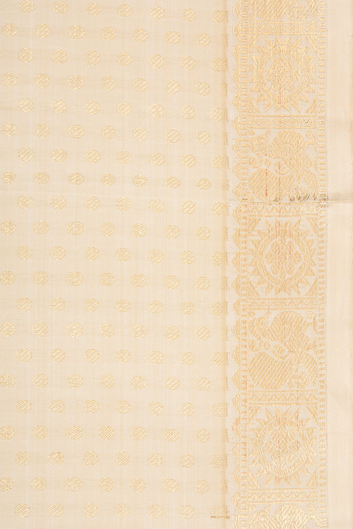 Border image of Pure Silk Pure Zari Off White Dual Tone Kanjivaram Saree with Zari Brocade on the body and Zari Border. 