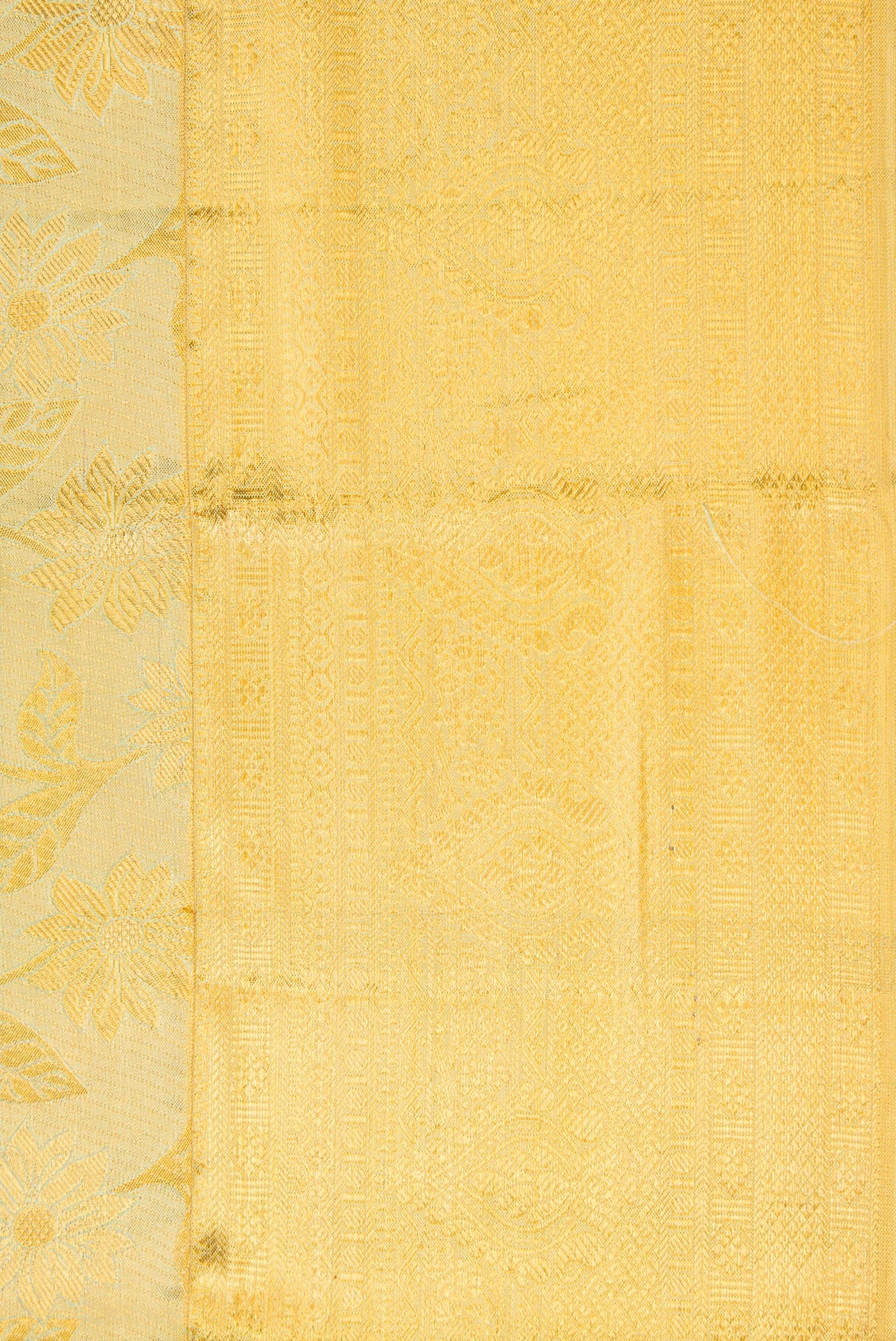 Border image of Pista Green Dual Tone Kanchipuram Tissue Silk Saree with Zari Brocade on the body and Zari Border. 