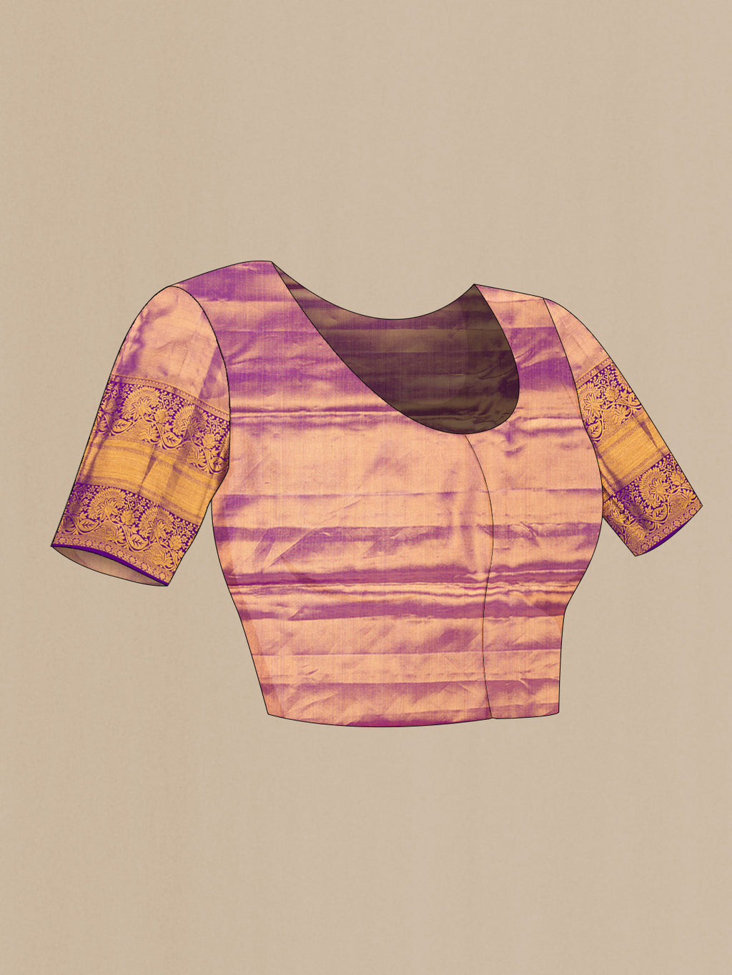 Close up image of the blouse of Pista Green Dual Tone Kanchipuram Tissue Silk Saree with Zari Brocade on the body and Zari Border. 