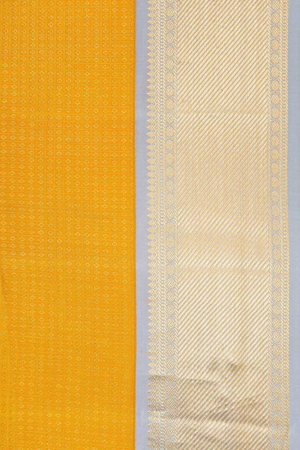 Border image of Mustard Dual Tone Kanjivaram Silk Saree with Zari Brocade on the body and Zari Border. 