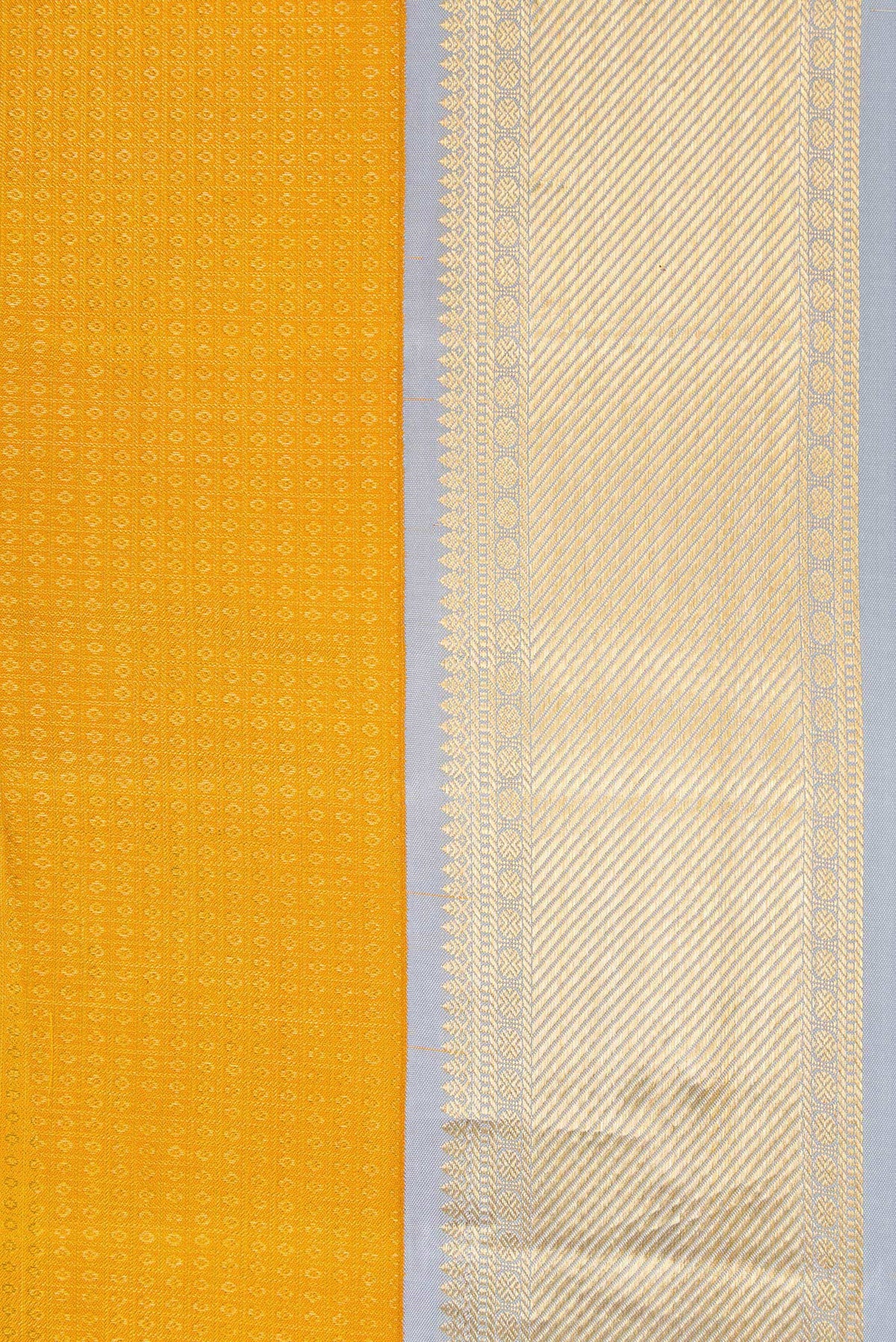 Border image of Mustard Dual Tone Kanjivaram Silk Saree with Zari Brocade on the body and Zari Border. 