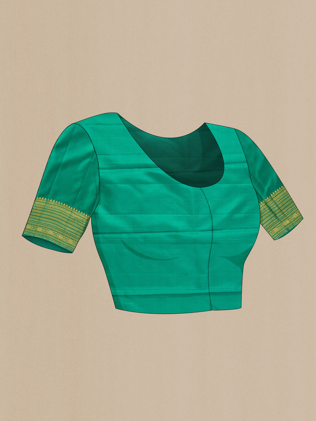 Close up image of the blouse of Purple Dual Tone Kanchipuram Saree with Zari Brocade on the body and Zari Border
