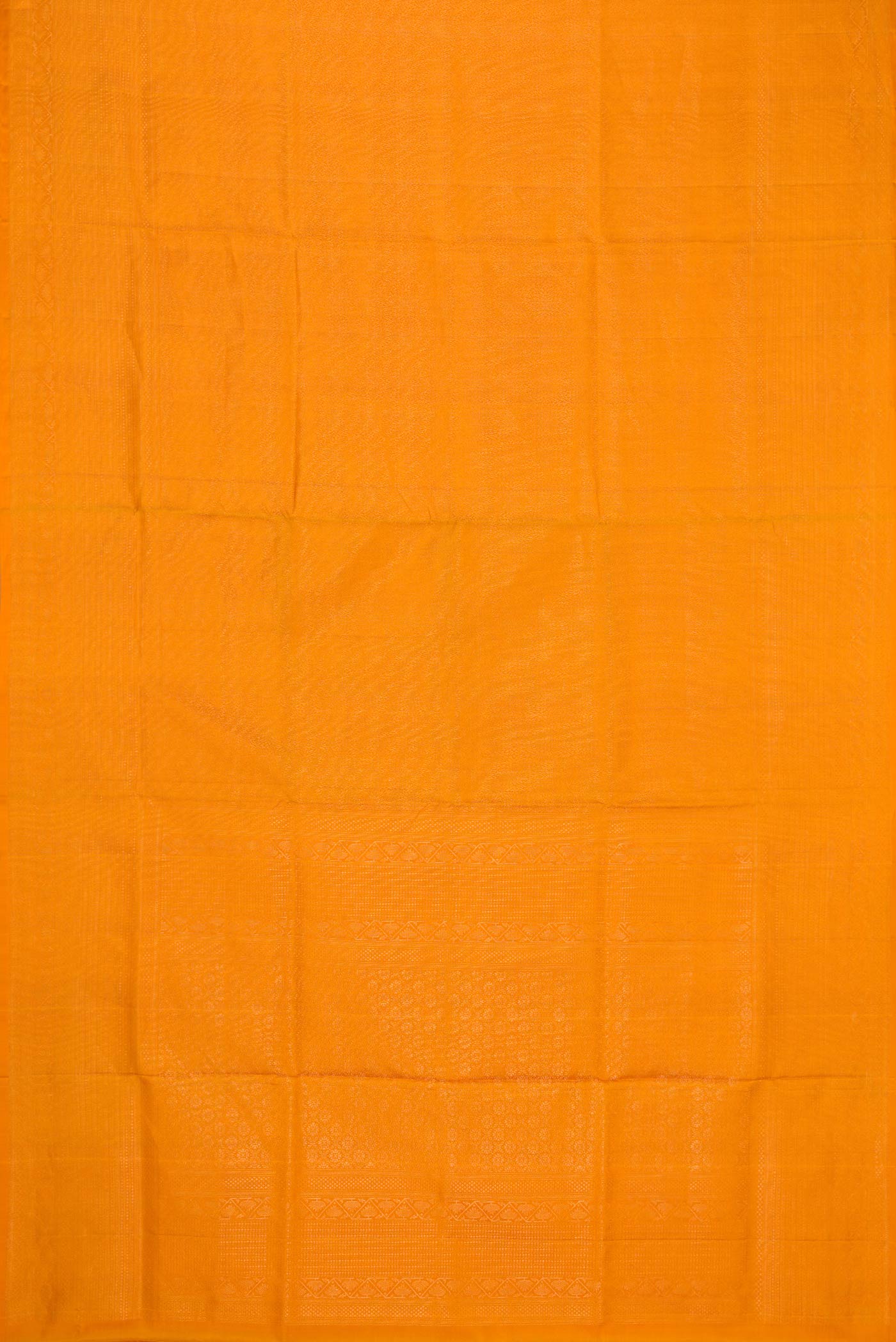 Flat view of Mustard Dual Tone Soft Silk Saree with Zari Brocade on the body and Zari Border. 