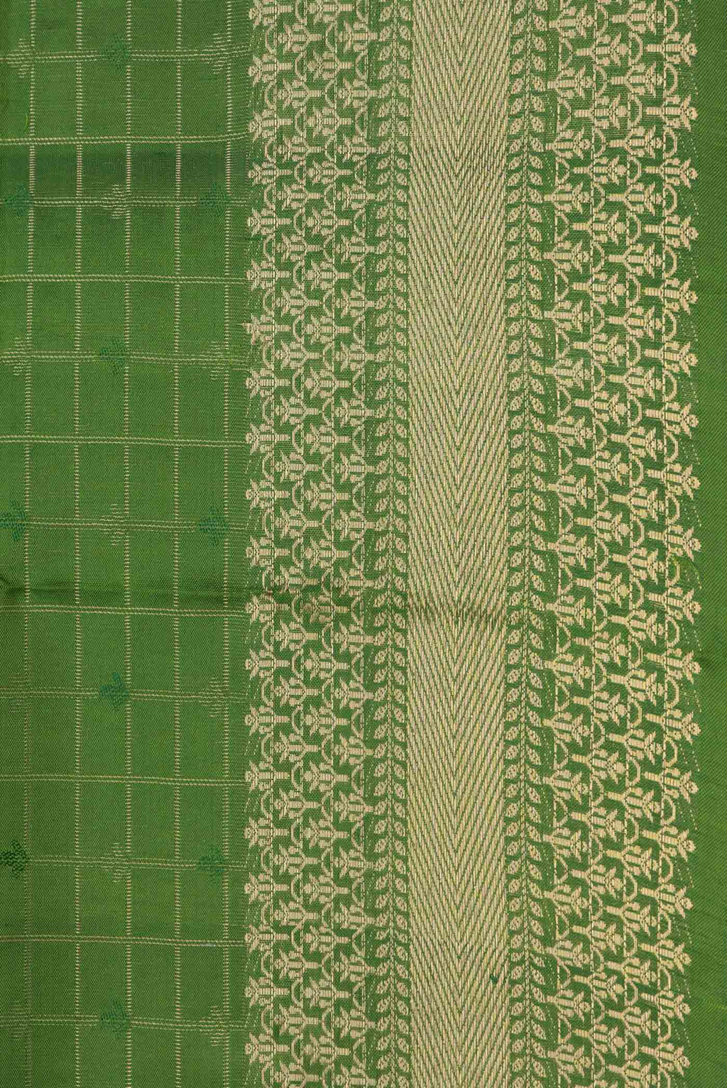 Border image of Green Dual Tone Soft Silk Saree with Checked design on the body and Thread Border. 