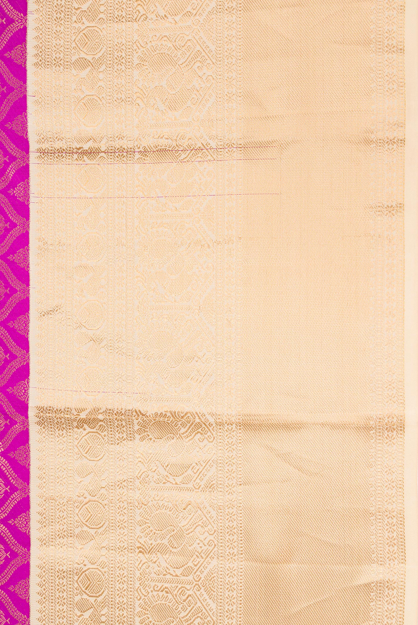Border image of Magenta Dual Tone Kanchipuram Silk Saree with Zari Brocade on the body and Zari Border. 