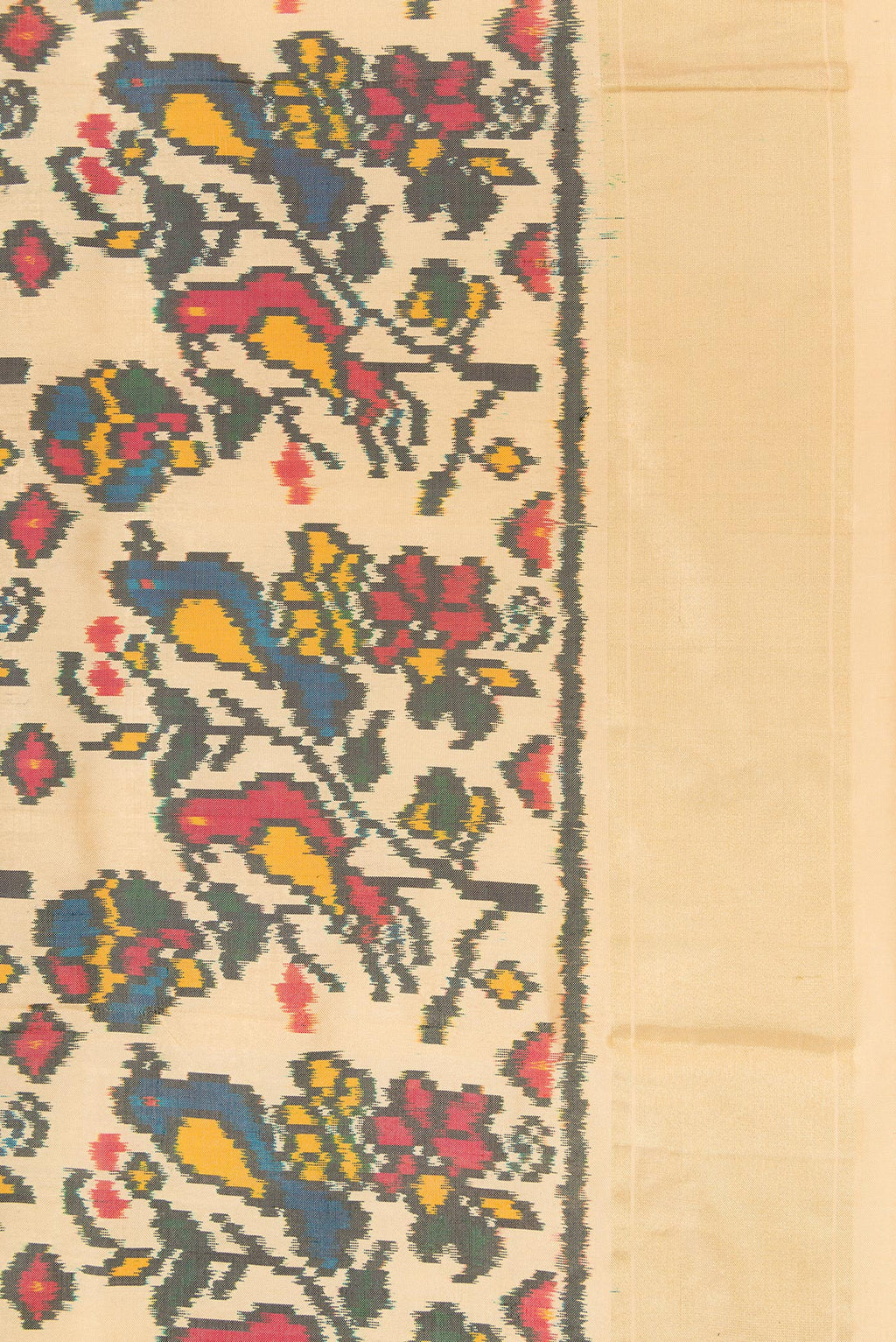 Border image of Sandal Dual Tone Double Ikat Saree with Ikat Print on the body and Zari Border. 