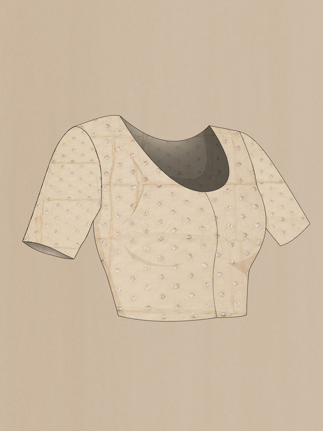 Close up image of the blouse of Beige Dual Tone Georgette SareePrinted design on the body and Embroidery Border
