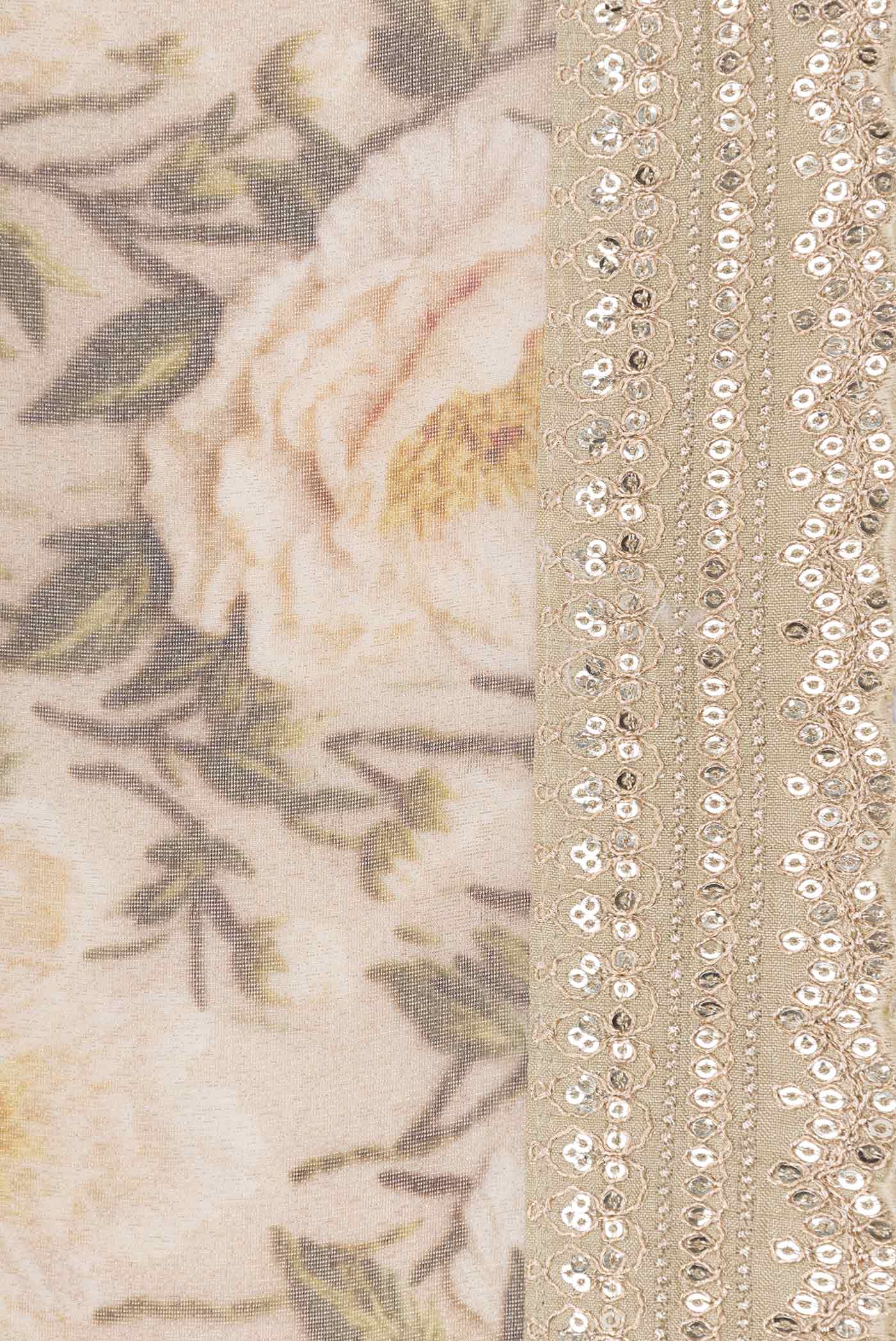 Border image of Beige Dual Tone Georgette SareePrinted design on the body and Embroidery Border