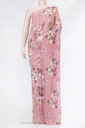 Pink Dual Tone Mysore Chiffon Saree with Printed design on the body and Without Border.  displayed on a mannequin