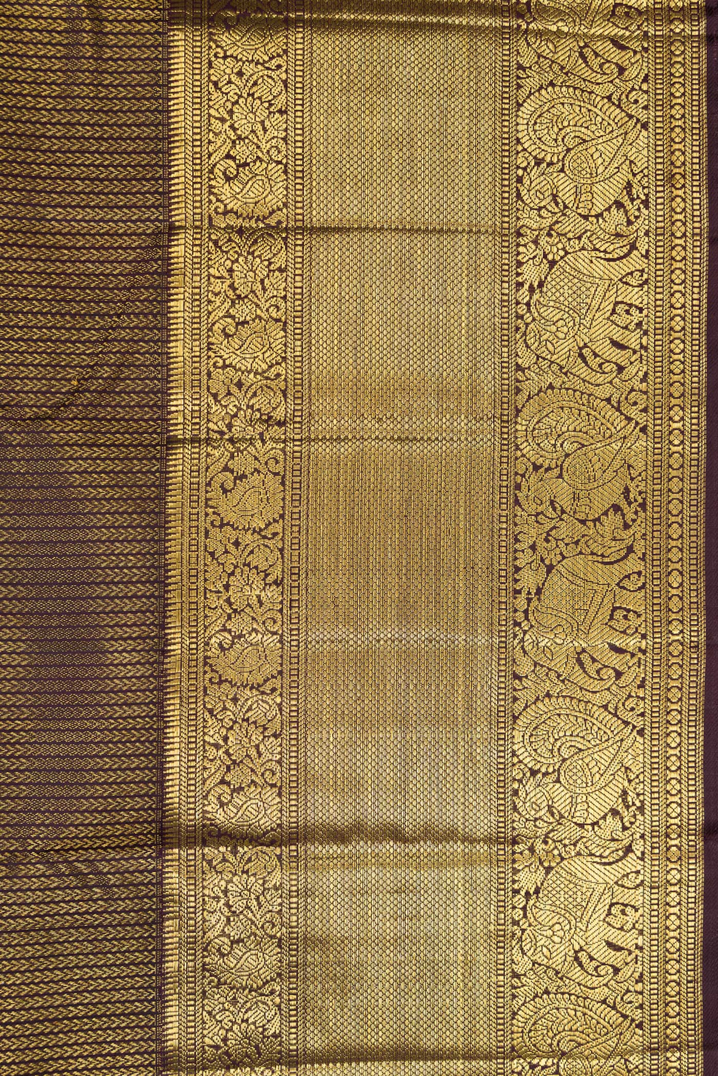 Border image of Coffee Brown Dual Tone Kanchipuram Silk Saree with Zari Brocade on the body and Zari Border. 