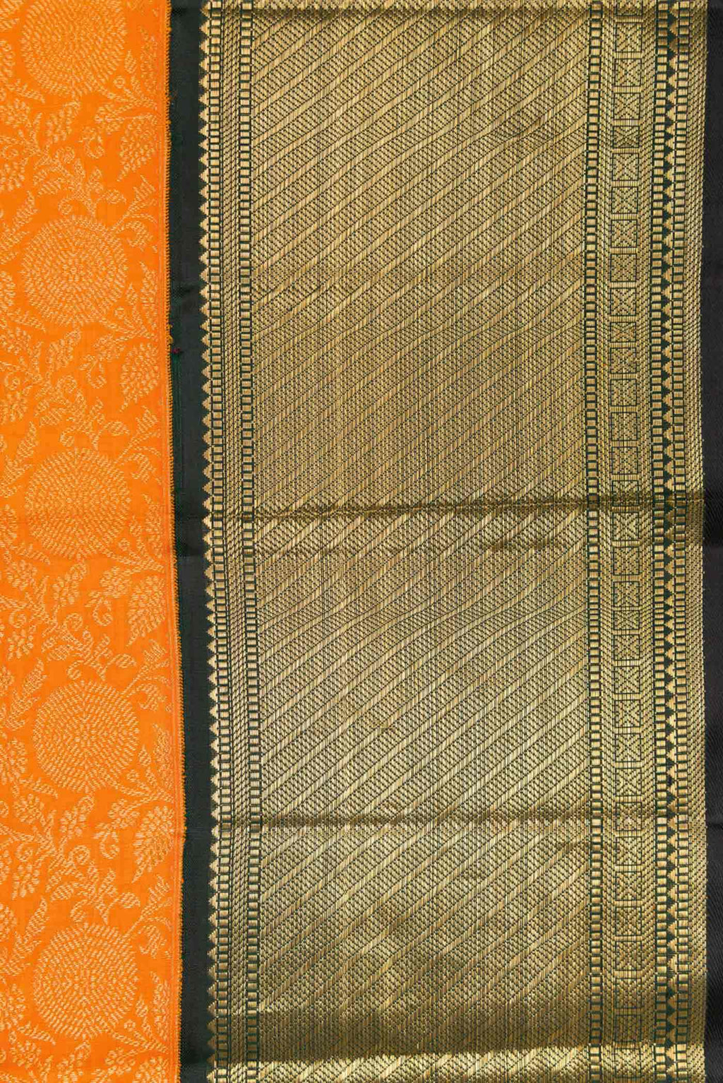 Border image of Orange Dual Tone Kanchipuram Silk Saree with Zari Brocade on the body and Zari Border. 