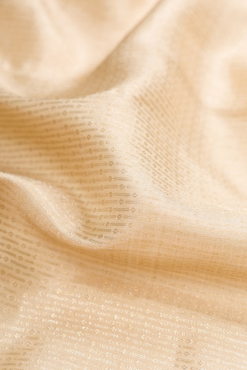 Close up of Pista Green Dual Tone Kanchipuram Silk Saree with Zari Brocade on the body and Zari Border.  displaying folds