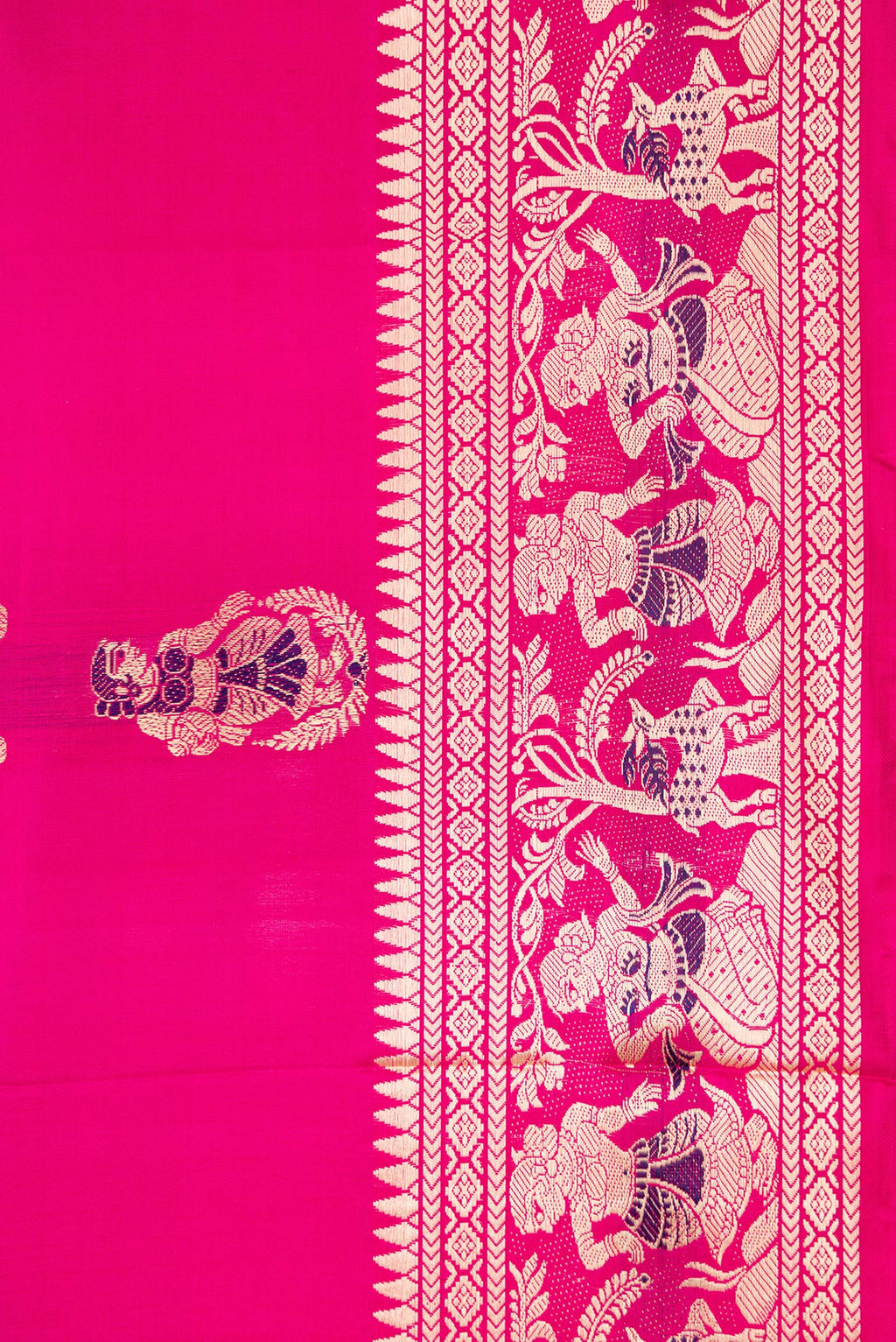 Border image of Pink Dual Tone Baluchari Silk Saree with Thread Butta on the body and Thread Border. 