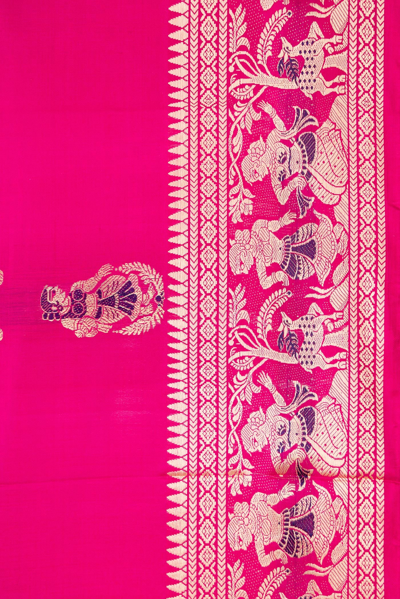 Border image of Pink Dual Tone Baluchari Silk Saree with Thread Butta on the body and Thread Border. 