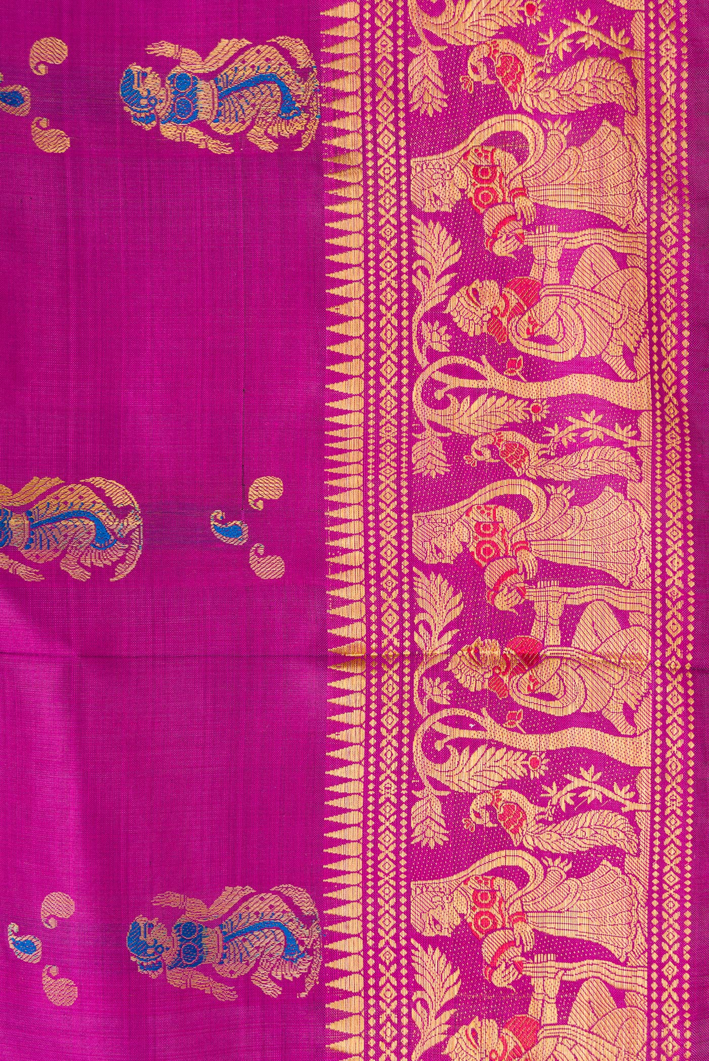 Border image of Purple Dual Tone Baluchari Silk Saree with Thread Butta on the body and Fancy Border. 