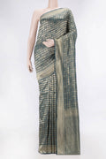 Sky Blue Dual Tone Mysore Georgette Saree with Zari Brocade on the body and Zari Border displayed on a mannequin