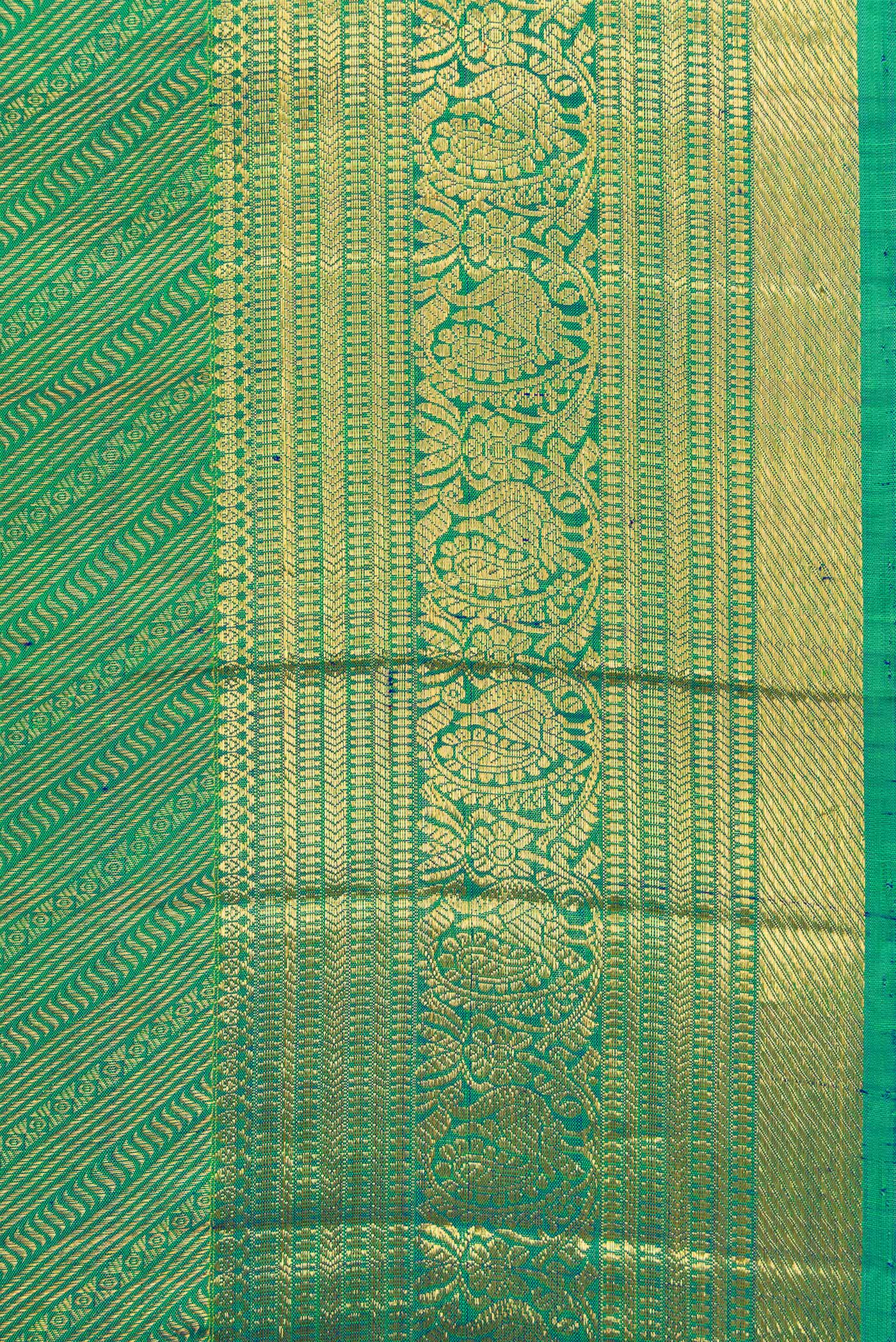 Border image of Green Dual Tone Kanchipuram Silk Saree with Zari Brocade on the body and Zari Border. 