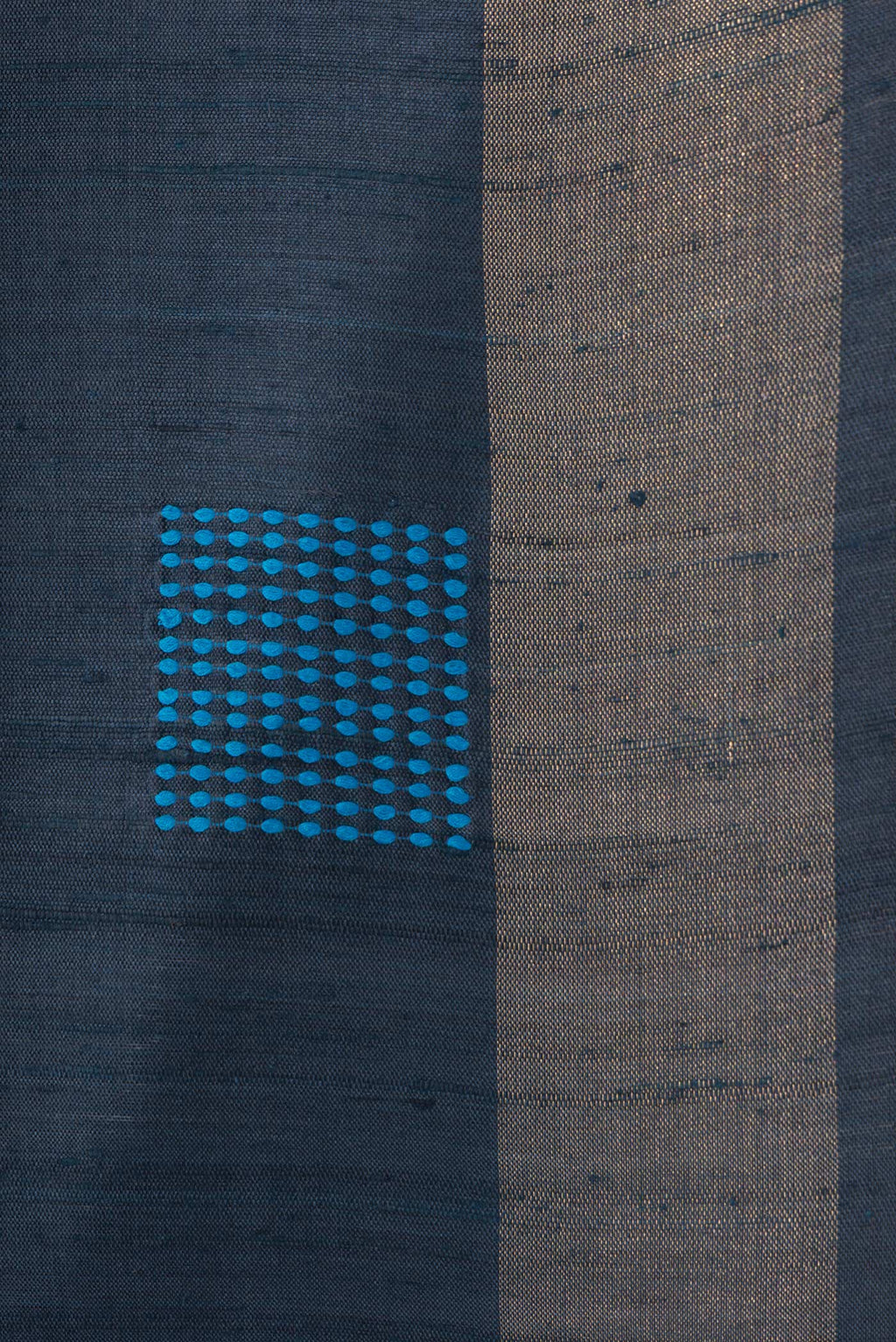 Border image of Peacock Blue Dual Tone Tussar Silk Saree with Thread Butta on the body and Zari Border. 