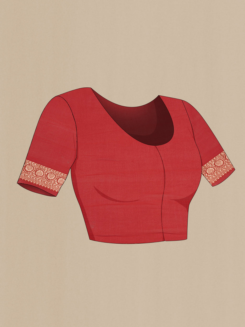 Close up image of the blouse of Pink Banarasi Georgette Saree with Zari Brocade on the body and Zari Border. 