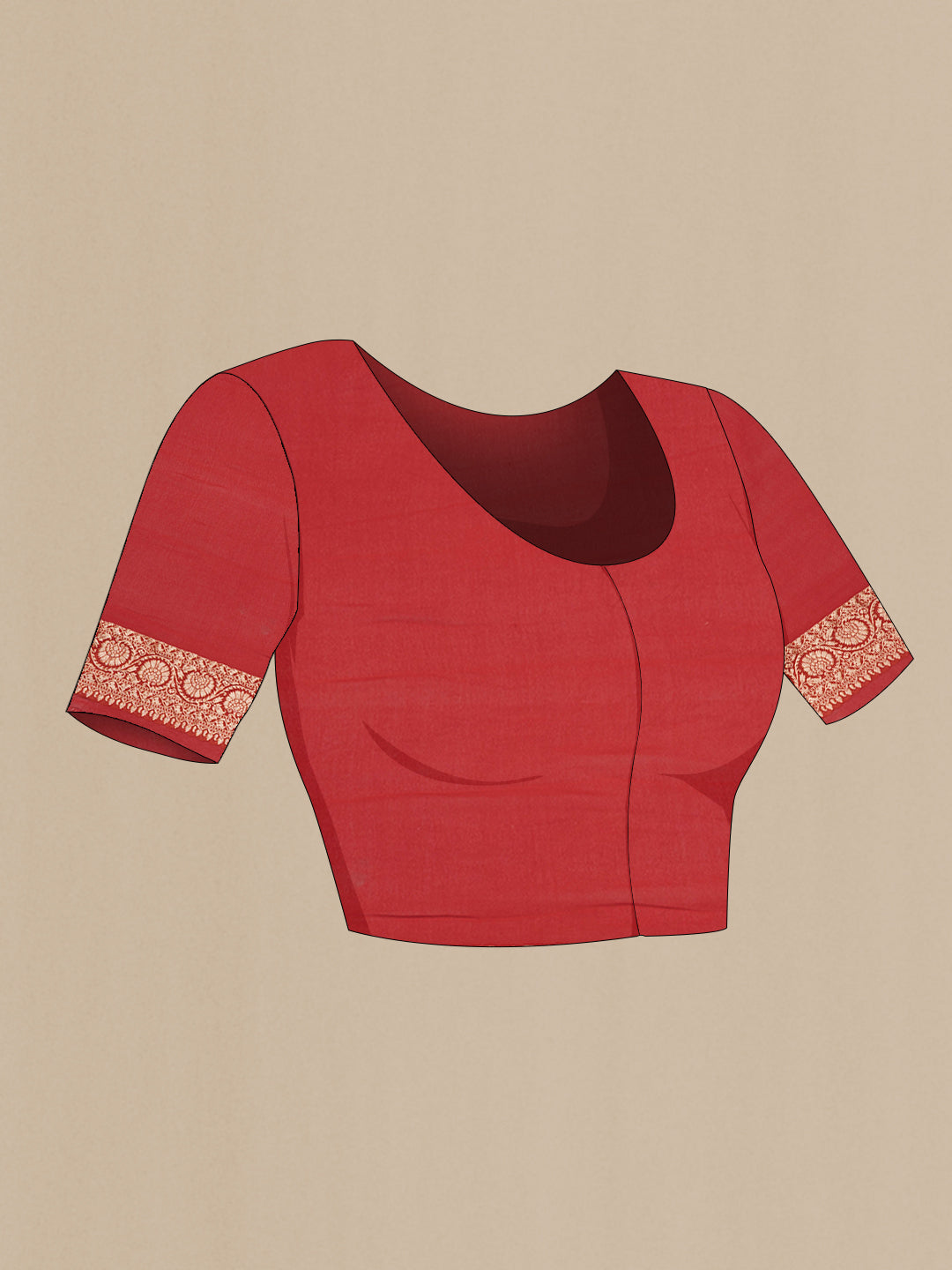 Close up image of the blouse of Pink Banarasi Georgette Saree with Zari Brocade on the body and Zari Border. 