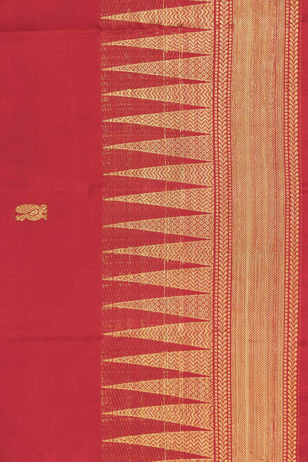 Border image of Red Dual Tone Kanchipuram Silk Saree with Zari Butta on the body and Zari Border
