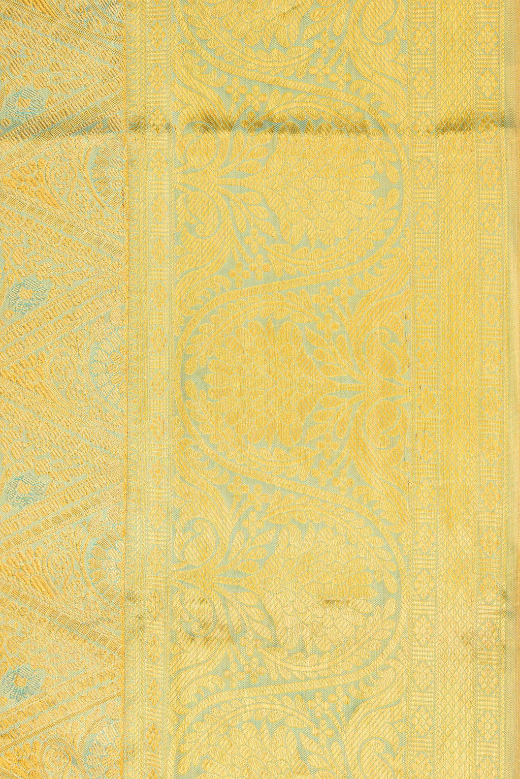 Border image of Gold Dual Tone Kanchipuram Tissue Silk Saree with Zari Brocade on the body and Zari Border. 