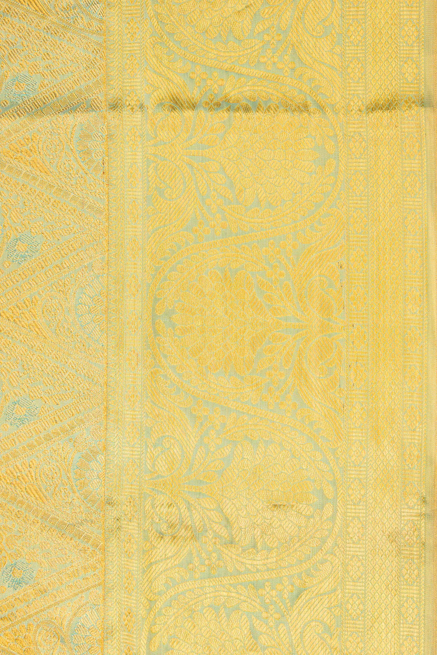 Border image of Gold Dual Tone Kanchipuram Tissue Silk Saree with Zari Brocade on the body and Zari Border. 