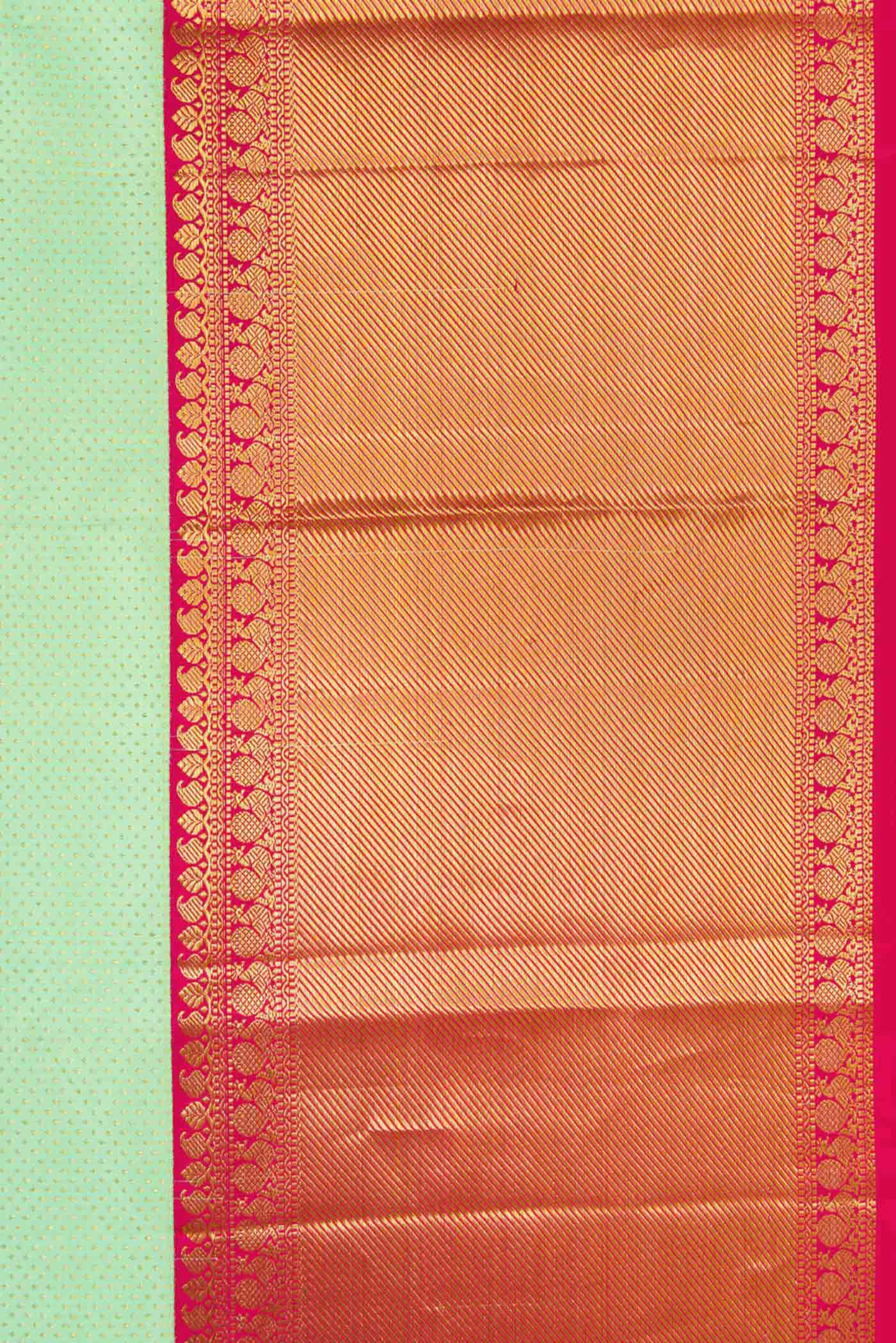 Border image of Pista Green Dual Tone Kanjivaram Silk Saree with Zari Brocade on the body and Zari Border. 