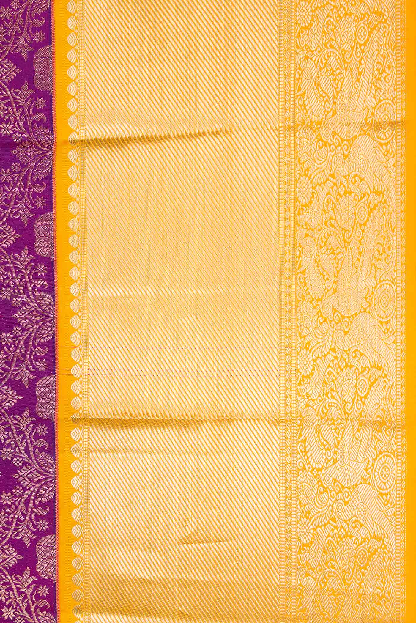 Border image of Purple Dual Tone Kanjivaram Silk Saree with Zari Brocade on the body and Zari Border. 