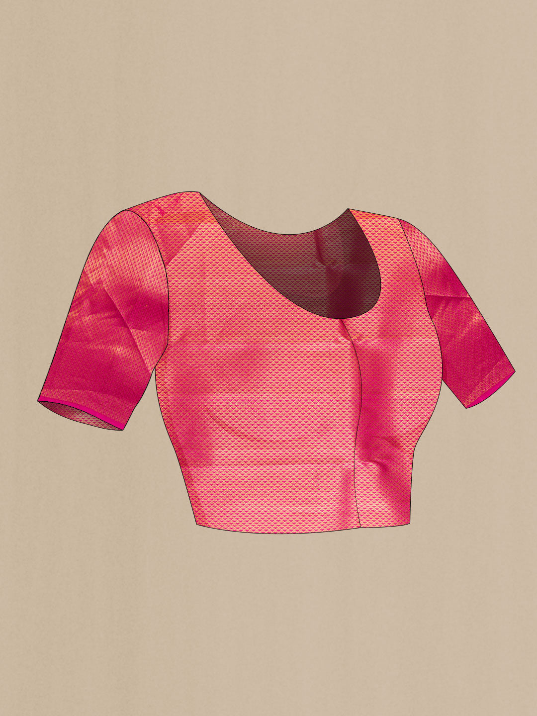 Close up image of the blouse of Gold Dual Tone Kanchipuram Silk Saree with Zari Brocade on the body and Zari Border