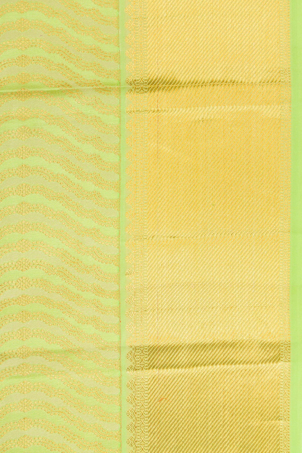 Border image of Pista Green Dual Tone Kanjivaram Silk Saree with Zari Brocade on the body and Zari Border. 