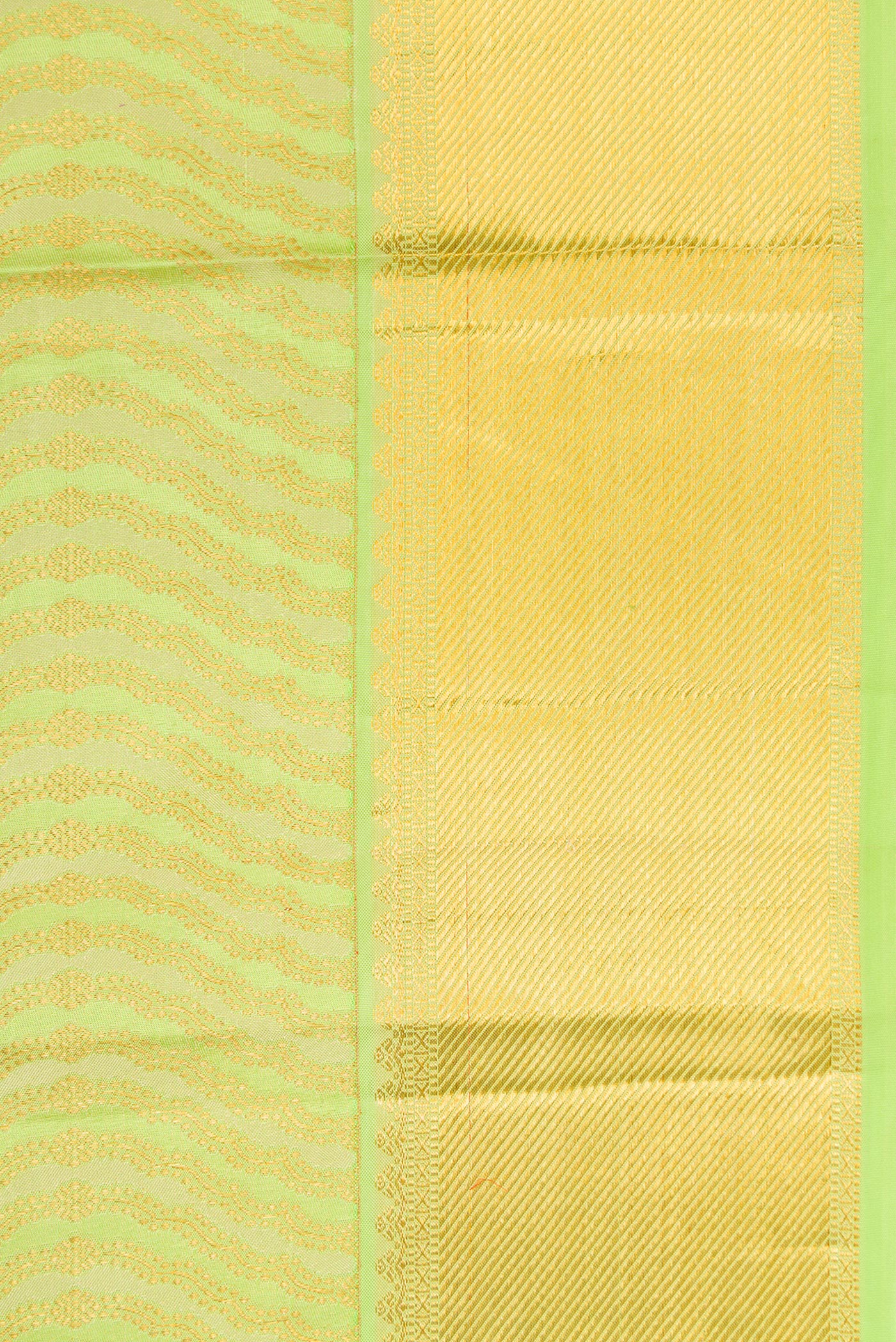 Border image of Pista Green Dual Tone Kanjivaram Silk Saree with Zari Brocade on the body and Zari Border. 