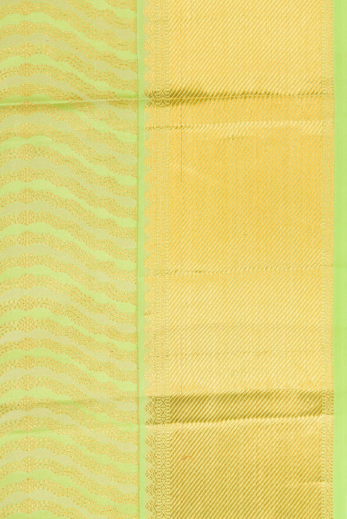 Border image of Pista Green Dual Tone Kanjivaram Silk Saree with Zari Brocade on the body and Zari Border. 