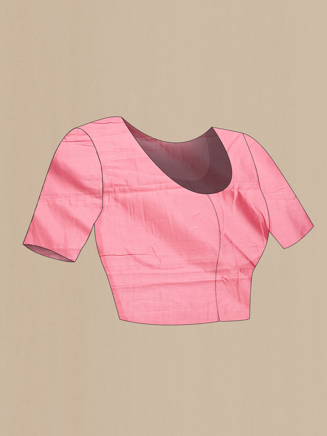 Close up image of the blouse of Pink Dual Tone Tussar Silk Saree with Zari Brocade on the body and Zari Border. 