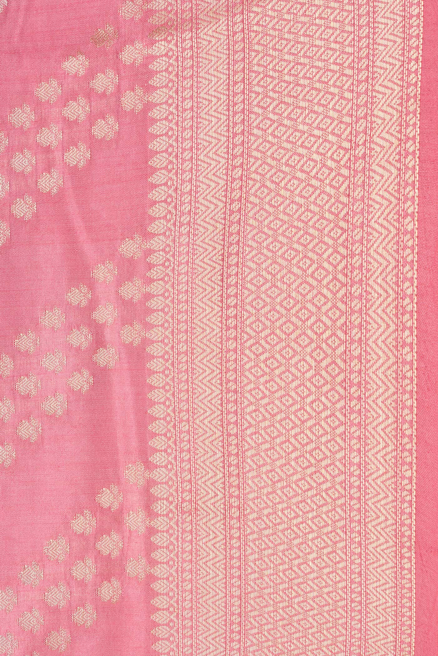 Border image of Pink Dual Tone Tussar Silk Saree with Zari Brocade on the body and Zari Border. 