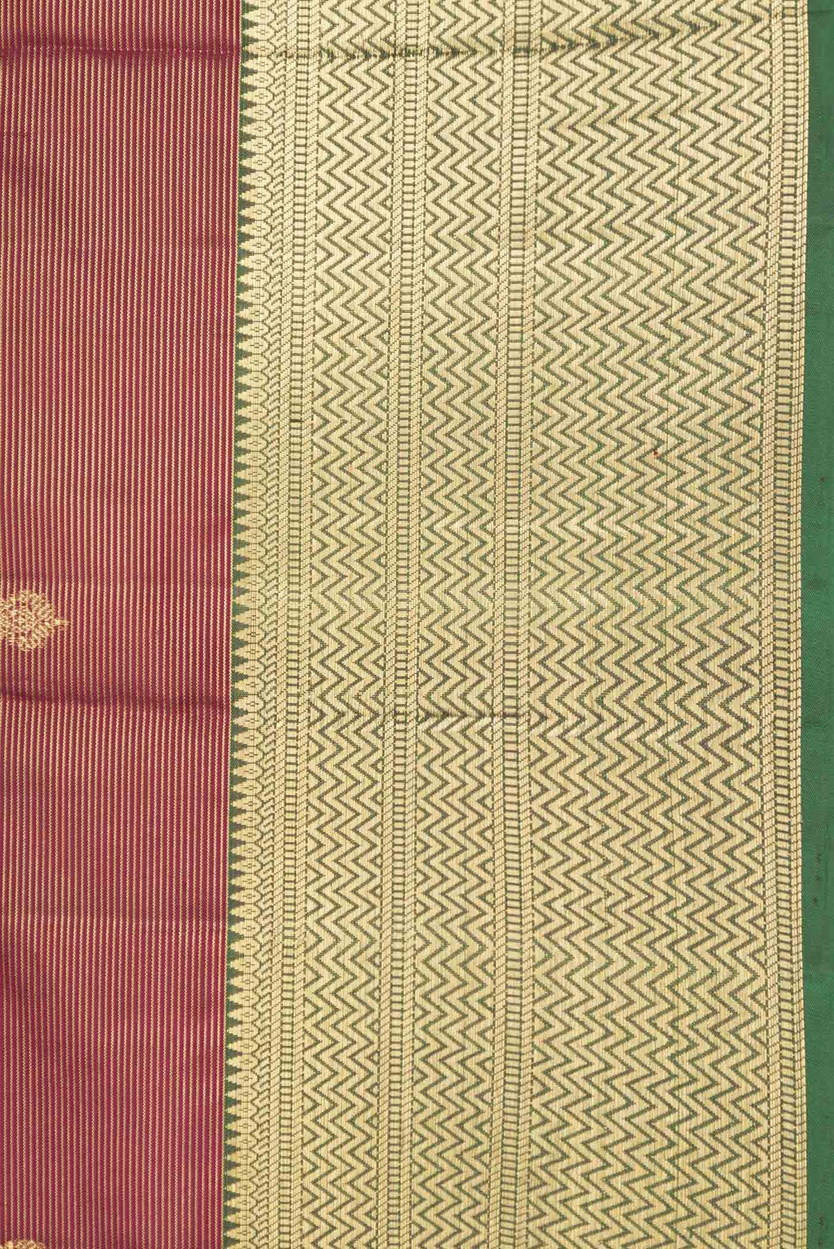 Border image of Maroon Dual Tone Kanchipuram Saree with Stripes on the body and Zari Border