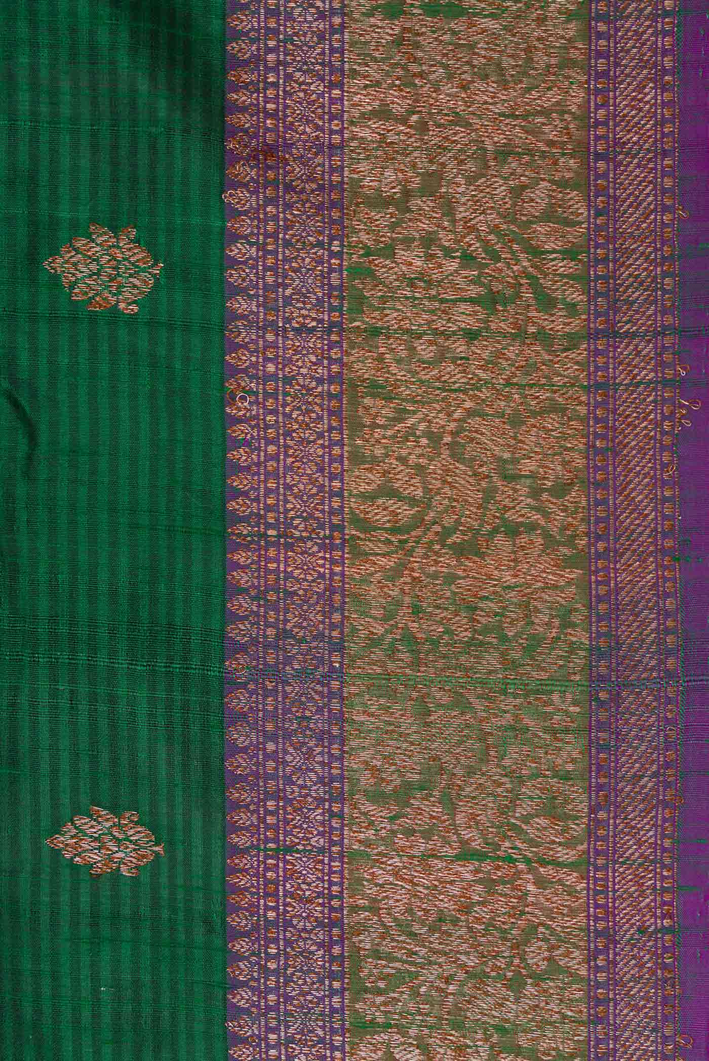 Border image of Bottle Green Banarasi Tussar Silk Saree with Zari Butta on the body and Zari Border