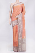 Sandal Dual Tone Raw Silk Saree with Zari Butta on the body and Thread Border.  displayed on a mannequin
