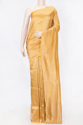 Mustard Dual Tone Banarasi Silk Saree with Zari Brocade on the body and Zari Border displayed on a mannequin