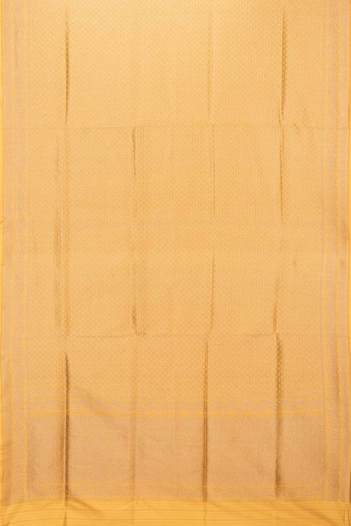 Flat view of Mustard Dual Tone Banarasi Silk Saree with Zari Brocade on the body and Zari Border