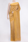 Yellow Dual Tone Banarasi Silk Saree with Zari Brocade on the body and Zari Border.  displayed on a mannequin