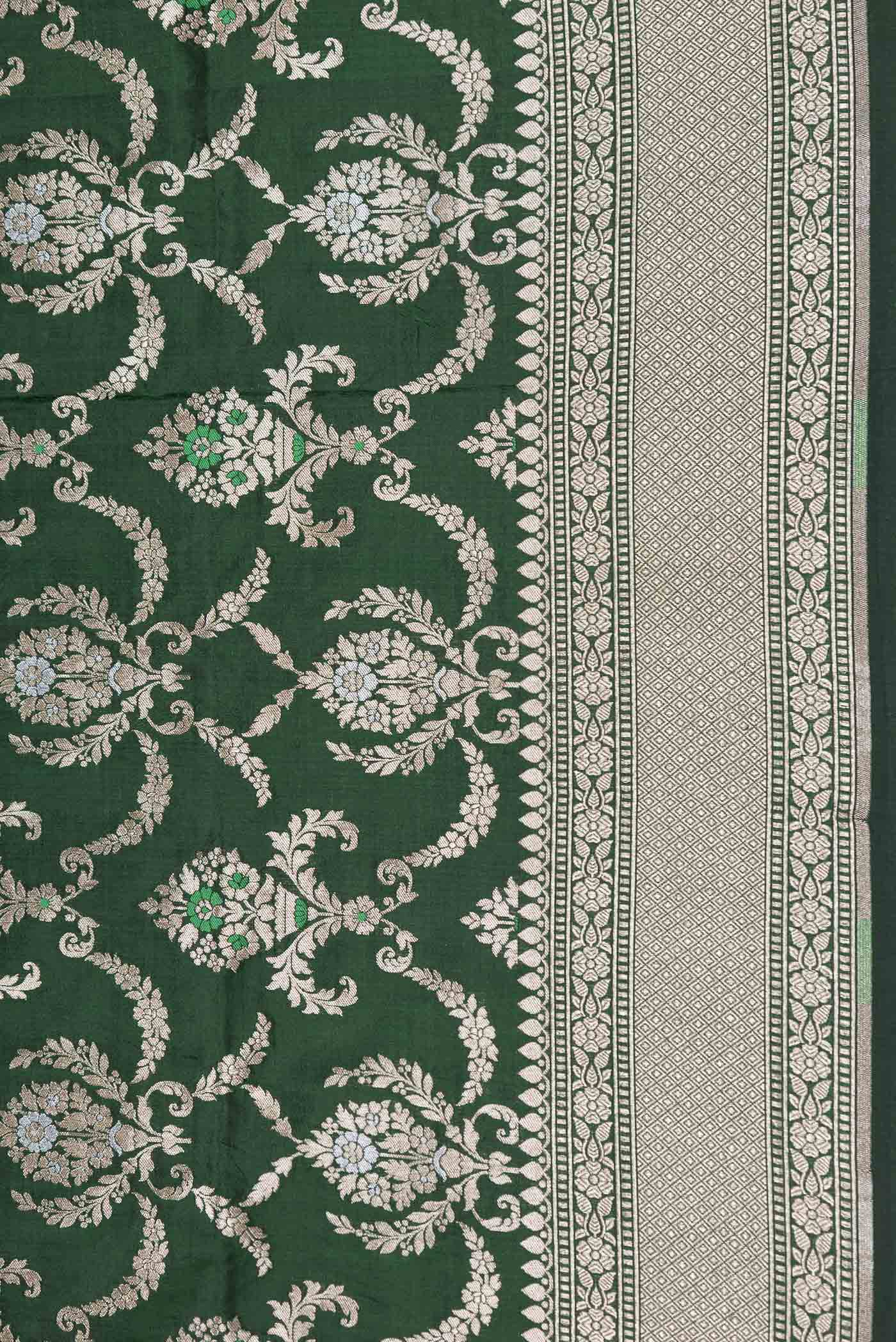 Border image of Green Dual Tone Banarasi Silk Saree with Zari Brocade on the body and Zari Border