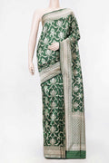 Green Dual Tone Banarasi Silk Saree with Zari Brocade on the body and Zari Border displayed on a mannequin