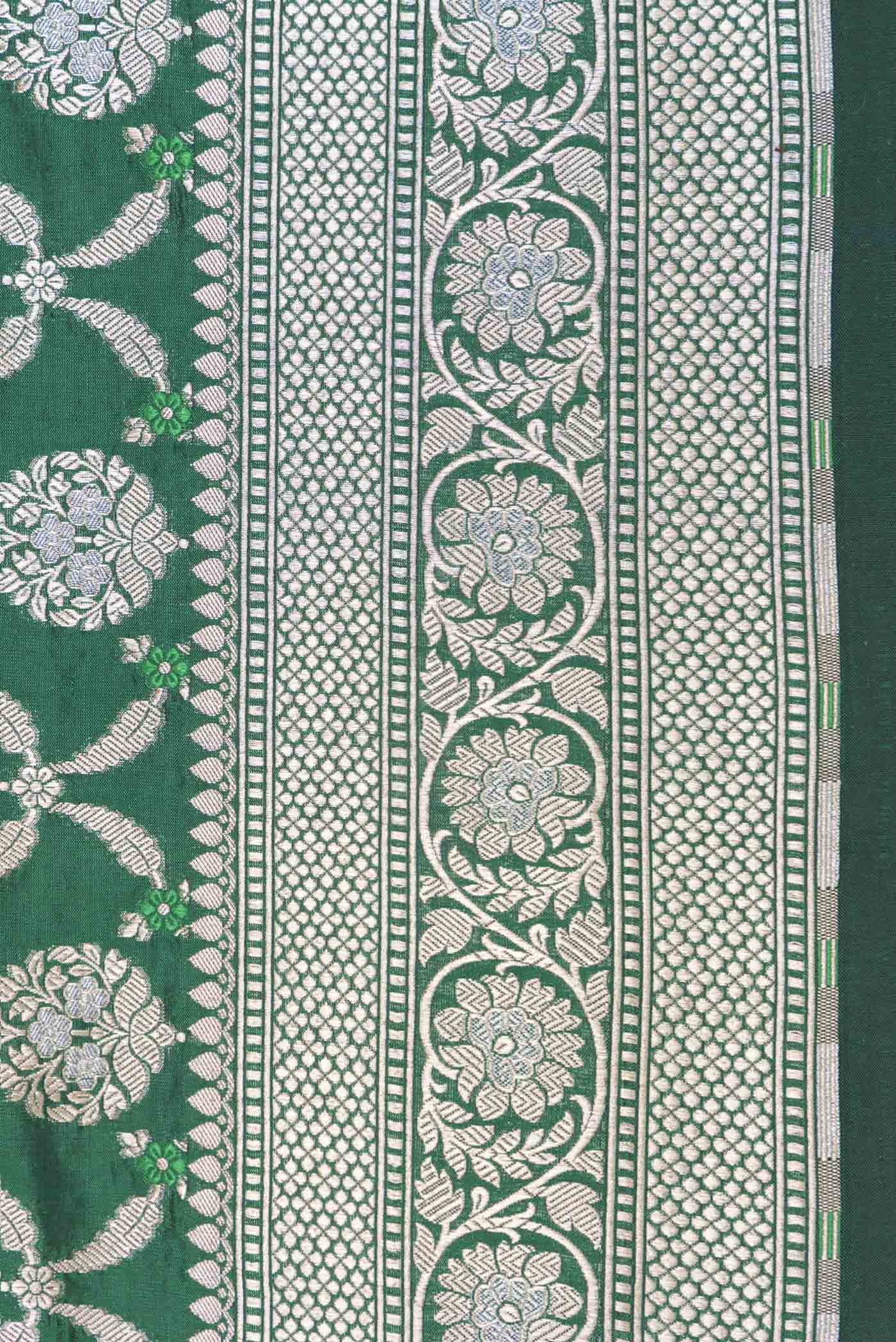 Border image of Green Dual Tone Banarasi Silk Saree with Zari Brocade on the body and Zari Border