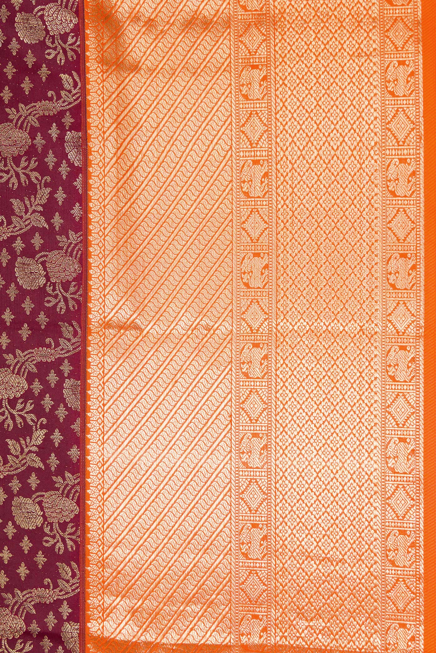 Border image of Coffee Brown Dual Tone Kanchipuram Silk Saree with Zari Brocade on the body and Zari Border. 