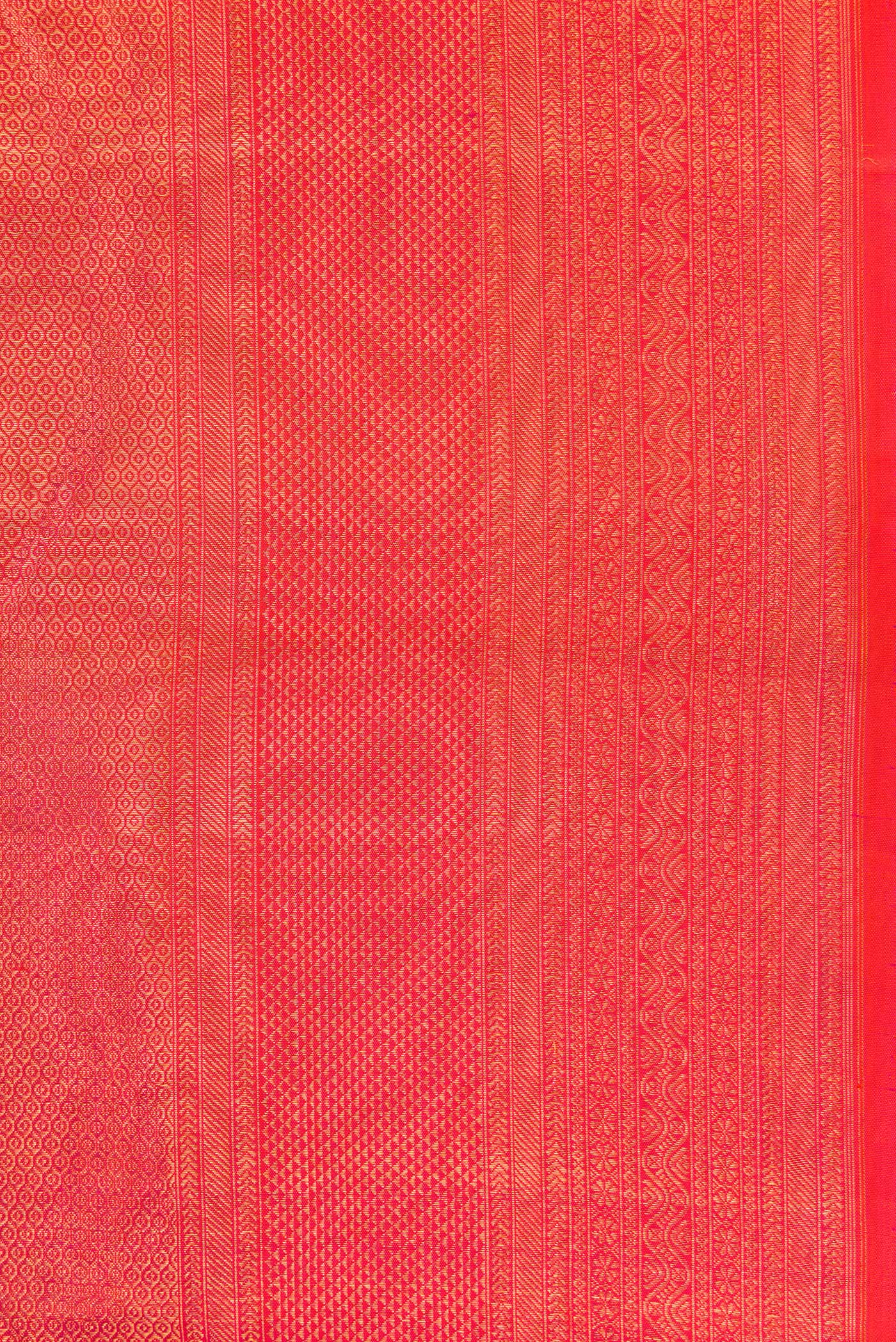 Border image of Coral Dual Tone Kanchipuram Silk Saree with Zari Brocade on the body and Zari Border. 
